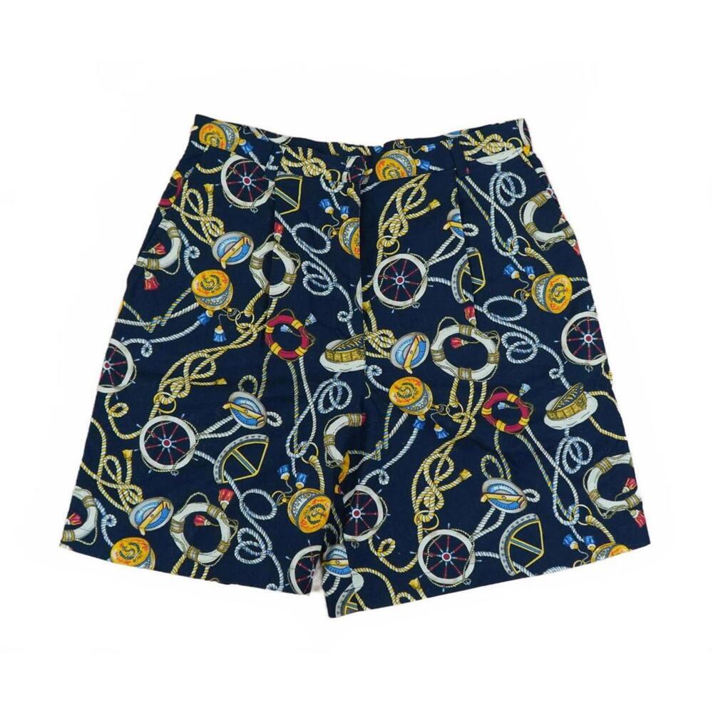 Jones New York Linen Cotton Nautical Coastal Capri Short‎ Pleated 80s Size M